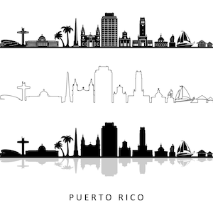 PUERTO RICO Usa Island SKYLINE City Outline Silhouette Vector Graphics svg eps jpg png