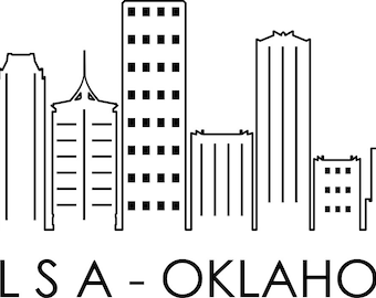 TULSA CITY Oklahoma SKYLINE Outline Silhouette Vector svg eps jpg png