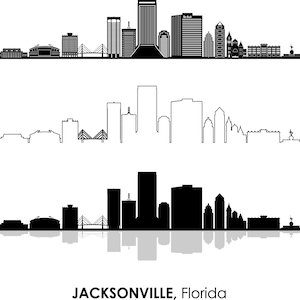 JACKSONVILLE Florida USA SKYLINE City Umriss Silhouette Vektor Grafik svg eps jpg png
