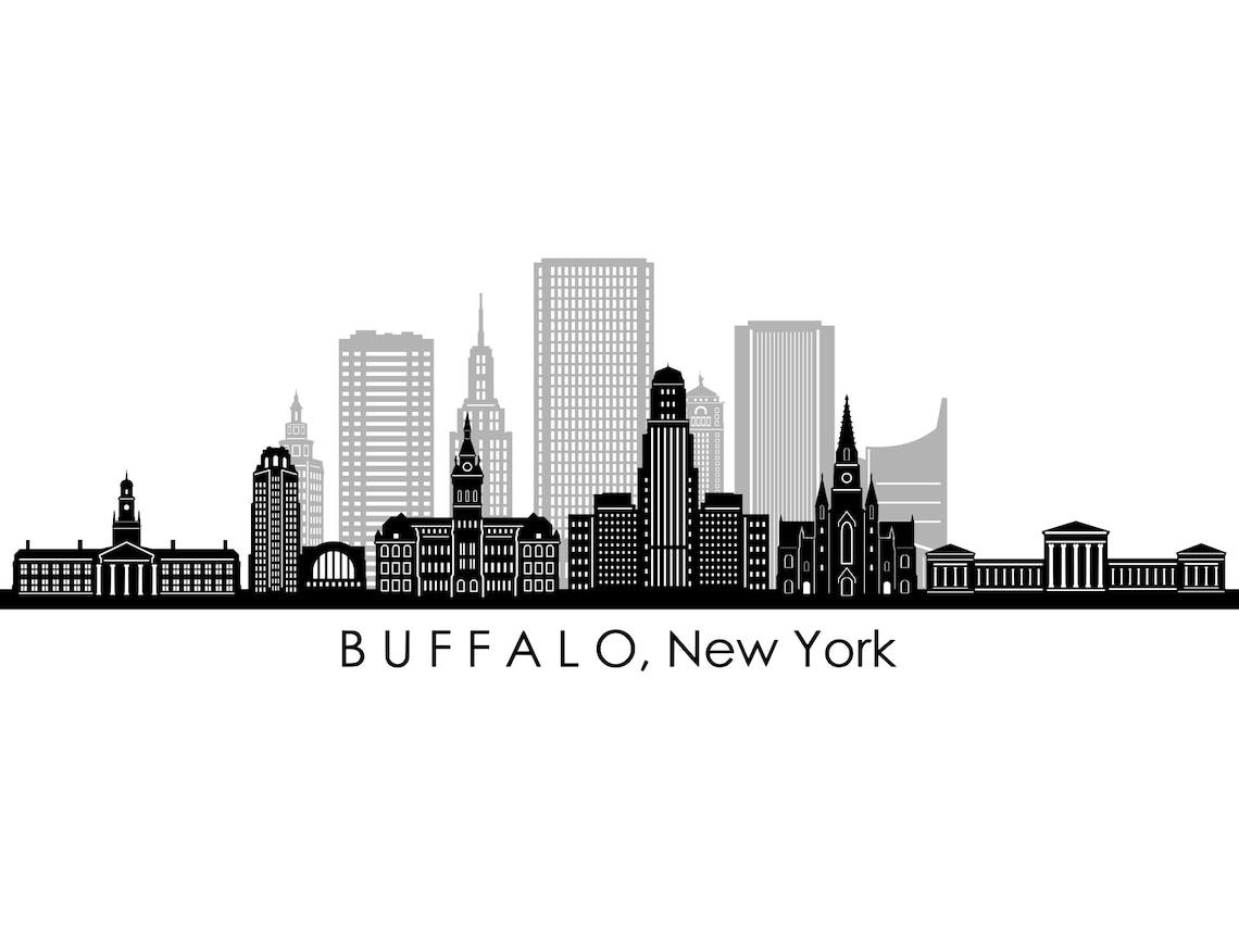 BUFFALO New York USA SKYLINE City Outline Silhouette Vector Graphic Svg ...