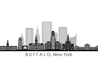 BUFFALO New York USA SKYLINE City Outline Silhouette Vector Graphic svg eps jpg png