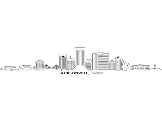 JACKSONVILLE Florida USA SKYLINE City Outline Silhouette - Etsy