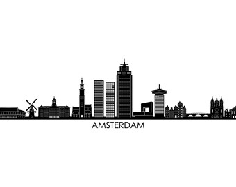 AMSTERDAM Holland Niederlande SKYLINE City Umriss Silhouette Vektor Grafik svg eps jpg png