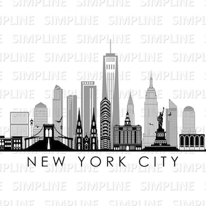 NEW YORK City TRANSPARENT Windows nyc skyline Outline Silhouette Vector svg eps png