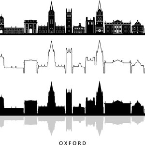 OXFORD Engeland Verenigd Koninkrijk SKYLINE City Outline Silhouette Vector Graphic svg eps jpg png