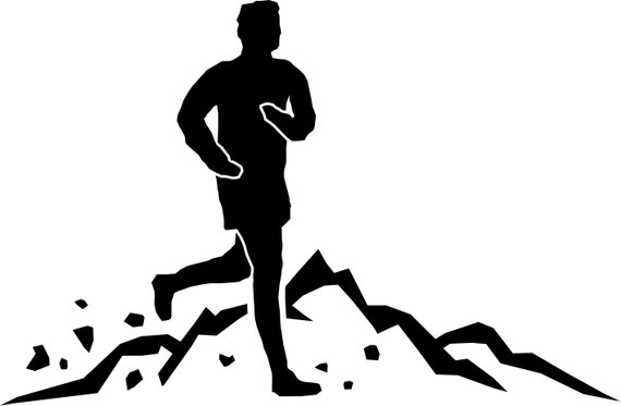 JOGGEN MAN RUNNING Mountains Outline Silhouette Vector Graphic svg eps jpg  png