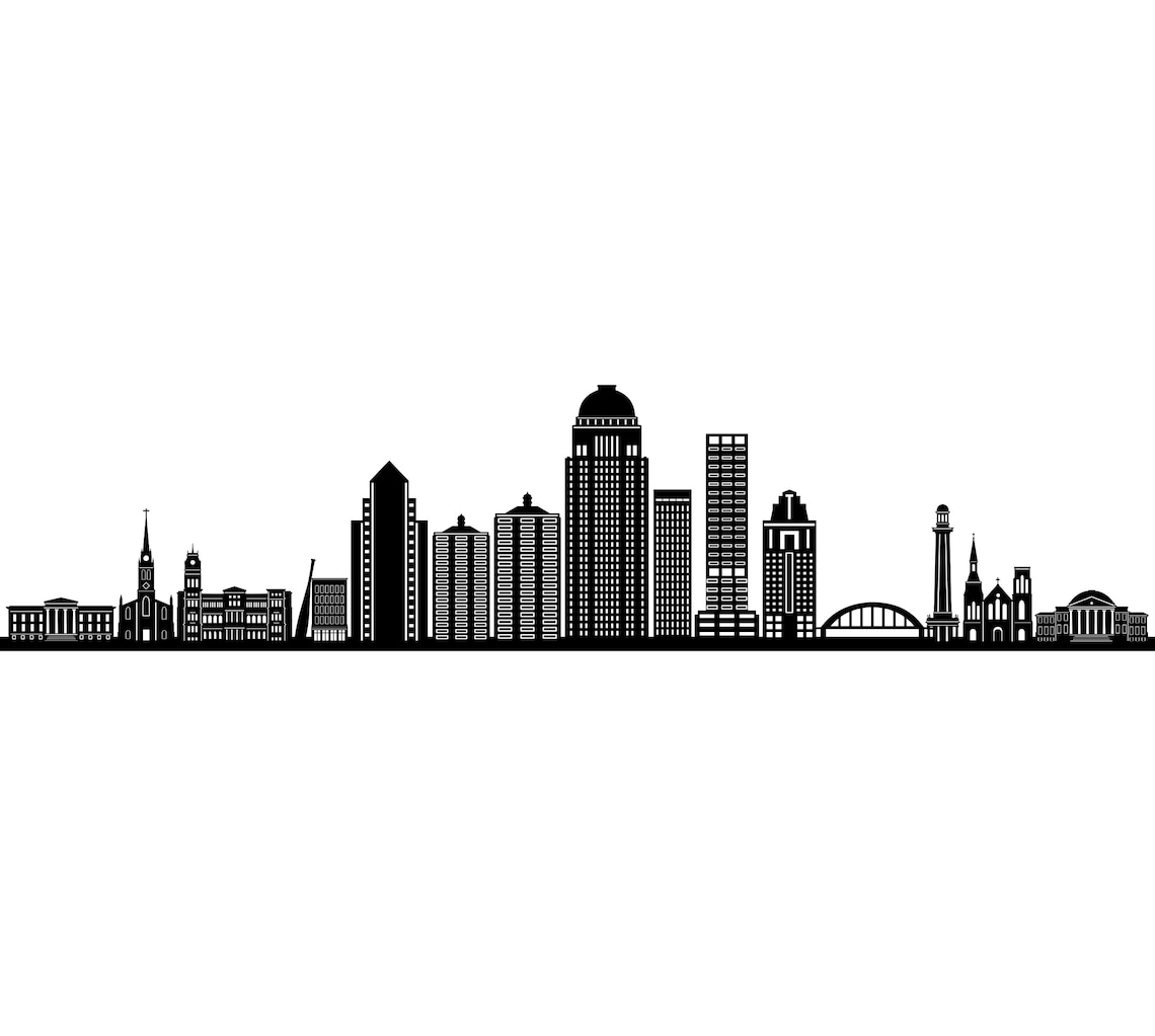 LOUISVILLE Kentucky USA SKYLINE City Outline Silhouette Vector Etsy