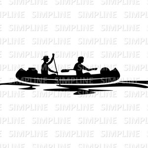 CANOA BARCA PADDLING Contorno acqua Silhouette Vector svg eps jpg png