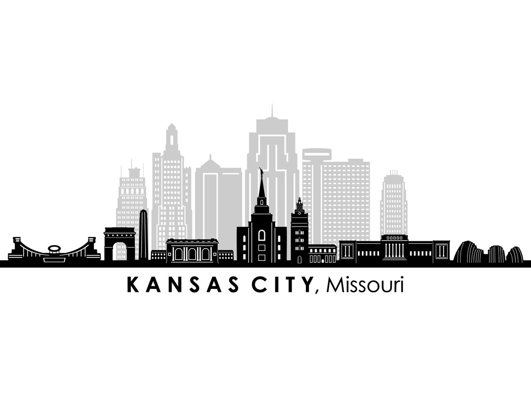 KANSAS City Missouri USA SKYLINE City Outline Silhouette Vector Graphic svg  eps jpg png - Etsy México, image size:1080x810