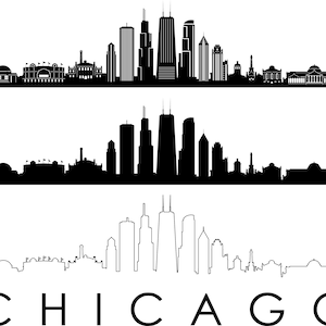 Silhueta do contorno do horizonte de CHICAGO svg eps jpg png SET