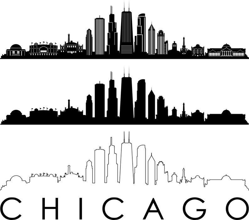 Chicago Skyline Outline Svg - Chicago Skyline Silhouette Wallpaper at