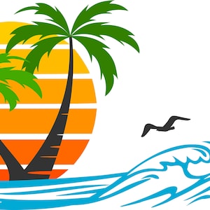 PALM SEA SUMMER Holiday Holidays Beach Graphic Vector svg eps png jpg