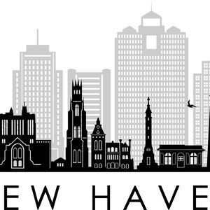 NEW HAVEN Connecticut Usa SKYLINE City Outline Silhouette Vector Graphic svg eps jpg png
