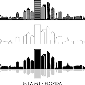 MIAMI Florida USA SKYLINE City Umriss Silhouette Vektor Grafik svg eps jpg png
