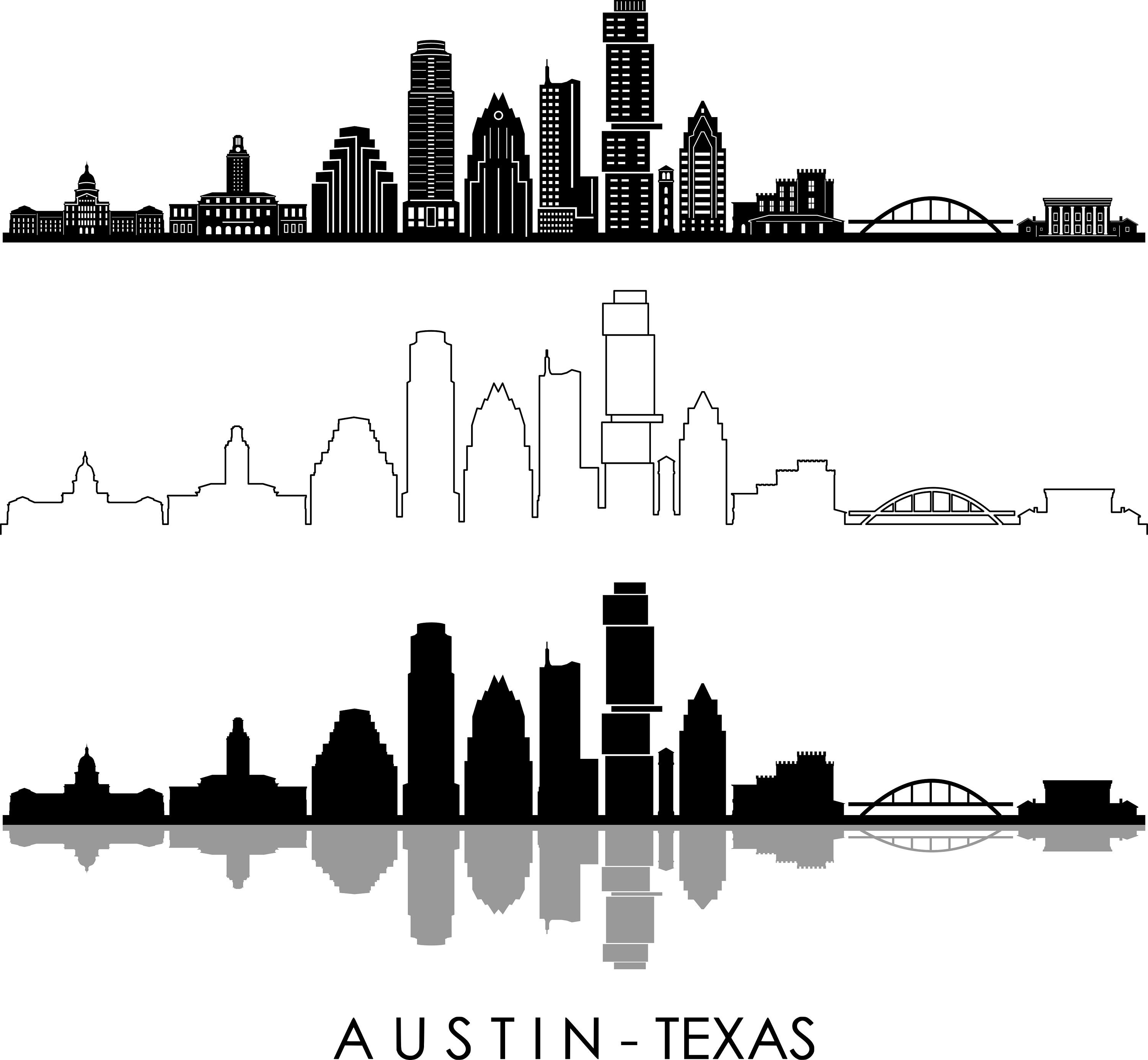AUSTIN Texas USA SKYLINE City Outline Silhouette Vector - Etsy Norway