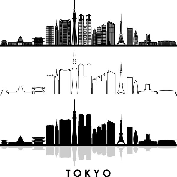 TOKYO Japan Tokio SKYLINE City Outline Silhouet Vector Graphics svg eps jpg png