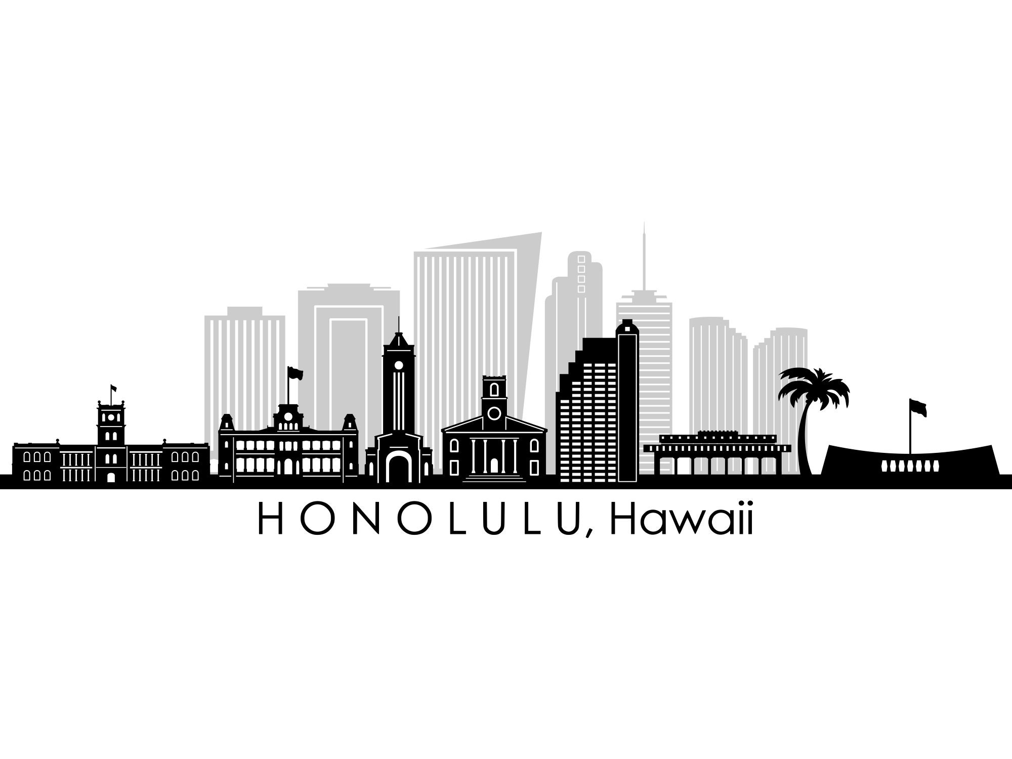Panoramic skyline of Honolulu Hawaii., image size:2000x1500