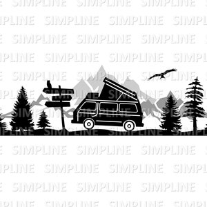 BUS Camper Camper Camper retrò Outline Silhouette Vector svg eps dxf png