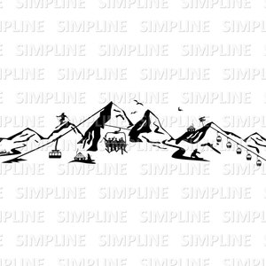 BERGE SKI WINTER Skyline Silhouette Vektor svg eps png