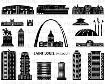 Saint LOUIS Missouri SKYLINE City Outline Silhouette Vector Graphic svg eps jpg png
