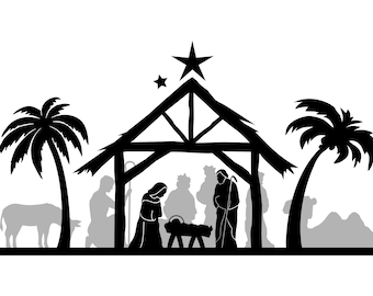 WEIHNACHTEN Krippe Geburt Silhouette Vektor Grafik svg eps jpg png