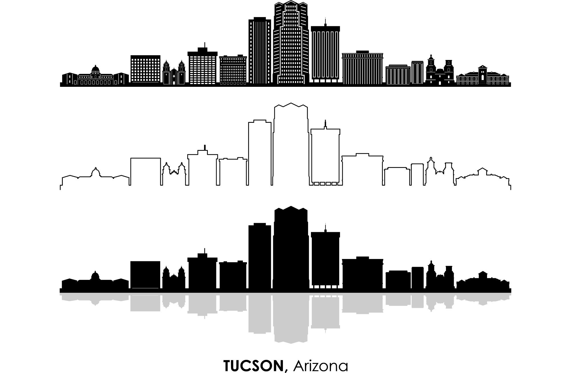 TUCSON Arizona USA SKYLINE City Outline Silhouette Vector - Etsy