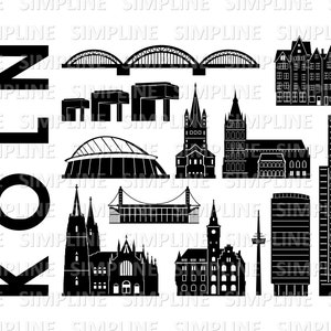 COLOGNE NRW Germany SKYLINE City Outline Silhouette Vector Graphic svg eps png