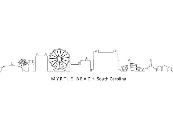 MYRTLE BEACH South Carolina Usa SKYLINE City Outline | Etsy