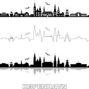 COPENHAGEN Denmark City SKYLINE Outline Silhouette Vector svg eps jpg png