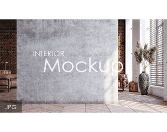 Blank wall mockup in home interior