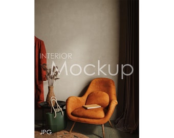 Blank wall mockup in home interior