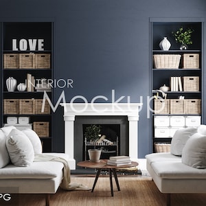 Blank wall mockup in home interior