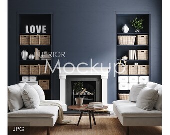 Blank wall mockup in home interior
