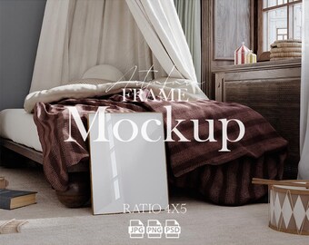 Frame mockup in vintage whimsical nursery, digital download