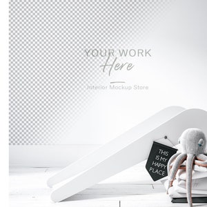 Wall mockup in children room interior background, Minimalist mockup