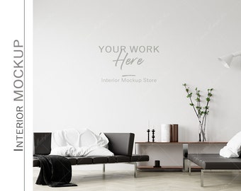 Empty Wall mockup, Minimalist mockup, Living room mockup, Interior frame, wall mockup