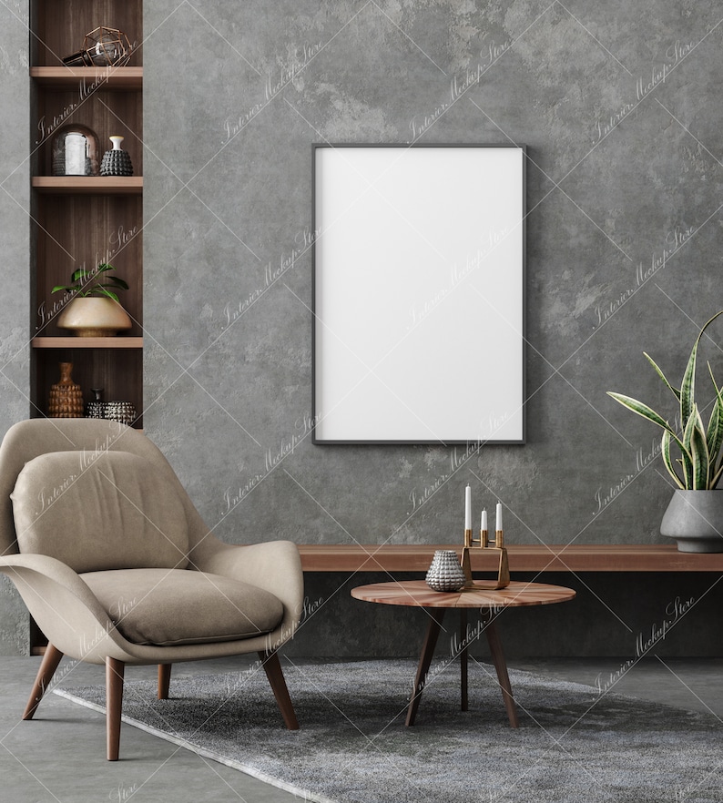 Poster Mockup Minimalist mockup Mockup poster frame in office interior Frame mockup loft industrial style Mockup