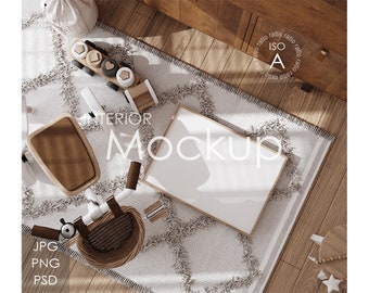Frame mockup, A (ISO) ratio frame mockup, poster Mockup, mockup Poster, frame mockup in home interior, nursery kids room mockup