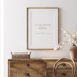 Mock up frame in farmhouse style interior background, Minimalist mockup