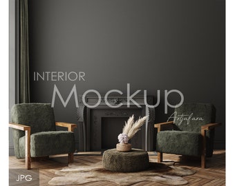 Blank wall mockup in home interior