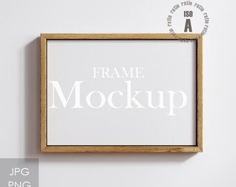 Float framed canvas ISO A, wooden frame with canvas inside, horizontal frame mockup, digital frame mockup, canvas mockup