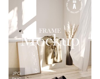 frame mockup ISO A, Scandi Boho style frame mockup, interior poster mockup, digital frame mockup, vertical frame mockup