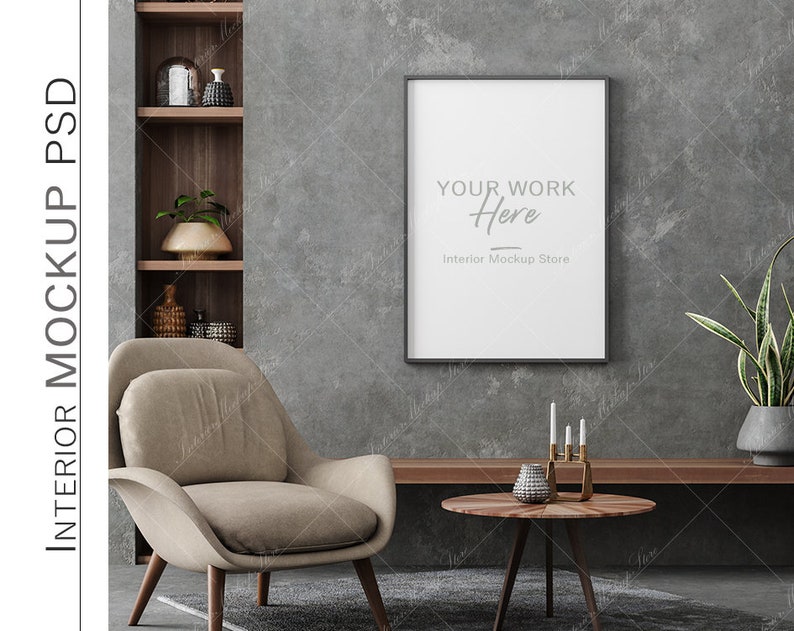 Poster Mockup Minimalist mockup Mockup poster frame in office interior Frame mockup loft industrial style Mockup
