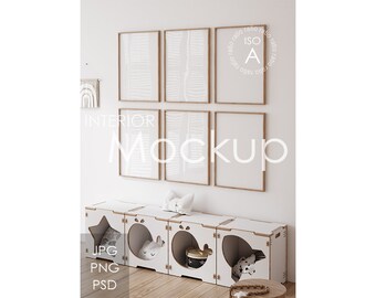 6 Frame mockup, A (ISO) ratio frame mockup, poster Mockup, mockup Poster, frame mockup in home interior, nursery kids room mockup
