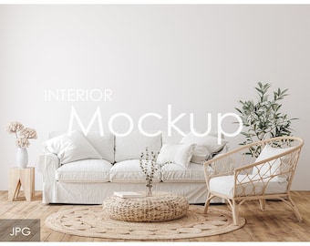 Blank wall mockup in home interior