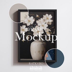 Float framed canvas ISO A, vertical black frame mockup