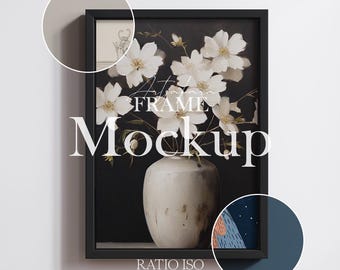 Float framed canvas ISO A, vertical black frame mockup