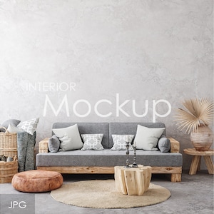 Blank wall mockup in home interior