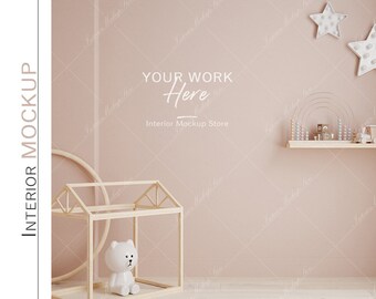 Kids Room Blank Wall Mockup, Minimalist Decor (Digital Download)