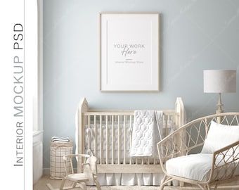 Frame mockup in home interior + Blank wall